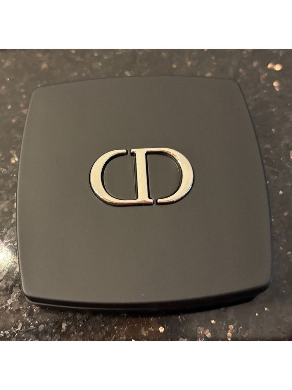 New DIOR Matte Black Compact Mirror Dual Sided Silver CD Logo
